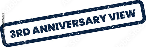 Grunge textured stamp design showcasing a third anniversary view, ideal for capturing memorable moments and perspectives