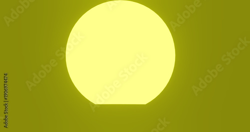Sunrise over the ocean surface. The sun's disk is almost completely visible above the horizon. 3D render illustration.