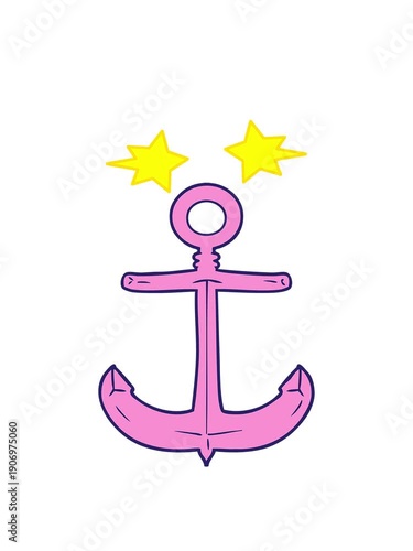 spinning stars animation of cartoon anchor