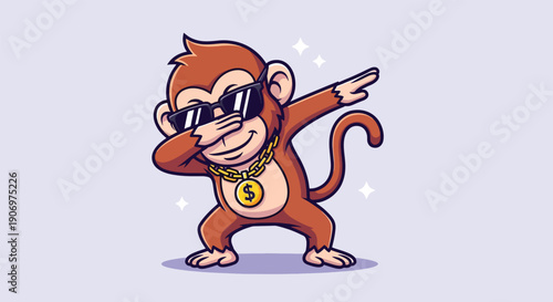 Cool Monkey Dabbing with Sunglasses and Gold Chain.