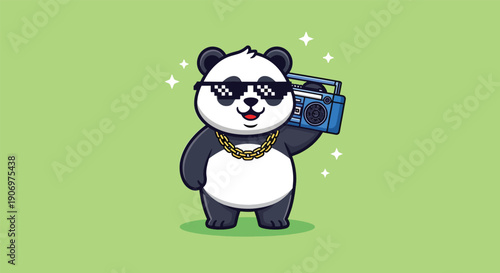 Cool Panda with Sunglasses and Boombox.
