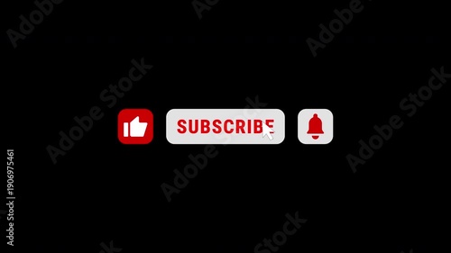 Pop up youtube subscribe like bell icon button clicked animation motion graphic. for social media and platforms.. 4K video.