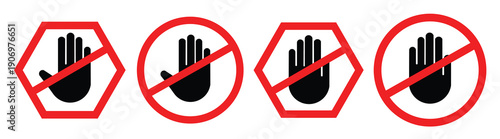 do not touch hand icon isolated lined logotype design 