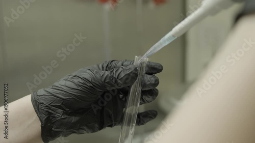 Pipette with red liquid in laboratory 4k 