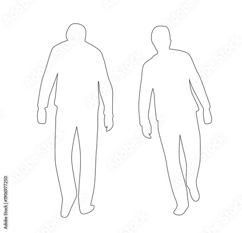 Line Art Silhouette of a Man Walking Back and Frontal View. People and physical activities vector art