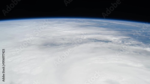 Earth rotation timelapse with cloud systems and stars satellite view based on Nasa imagery