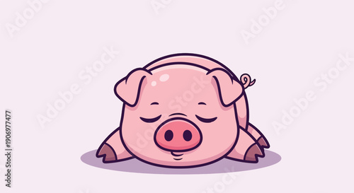Cute Sleeping Pig Cartoon Vector Illustration.