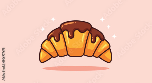 Delicious Chocolate Croissant Pastry Dessert.