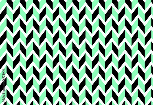 テキスタイルやラッピングペーパーに使いやすいミントグリーンと黒の幾何学模様