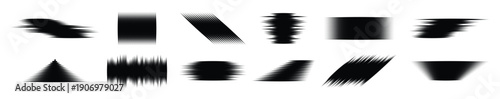 halftone glitch element set dotted textured geometric form
