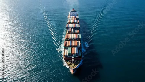 Container ship cargo transport ocean sea freight.