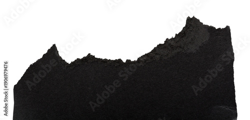 Torn black paper edge on transparent background