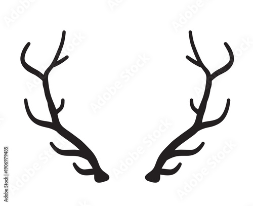 horn of deer or elk hunting trophy black and white