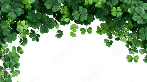 Green clover border frame with copy space Saint Patricks Day background PNG transparent