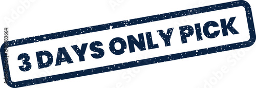 Grungy rectangular stamp featuring a limited time 3 days only message for a curated pick