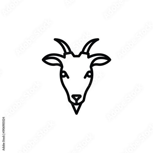 Simple line drawing of a goat s head facing forward