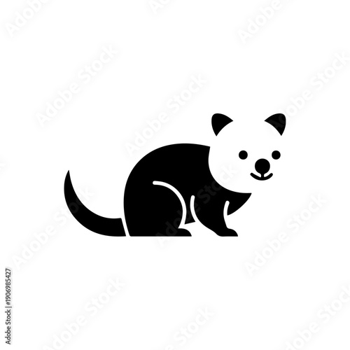 Minimal Flat Illustration of Quokka in Clean Vector Style with Simple Geomectric Shape