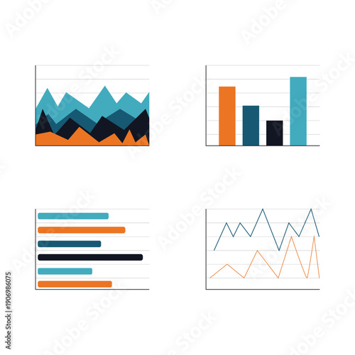 Set of business graphs and charts