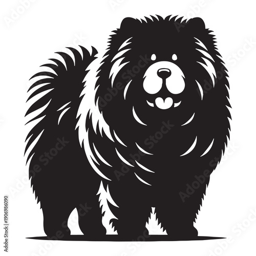 Adorable Chow Chow Dog Vector Silhouette Illustration Featuring Fluffy Coat Lion Mane Cute Face Perfect For Logos Stickers.