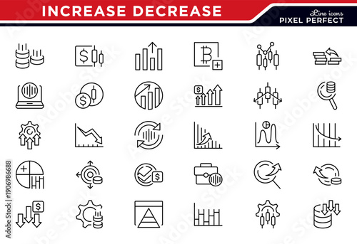 Increase Decrease line icon set.