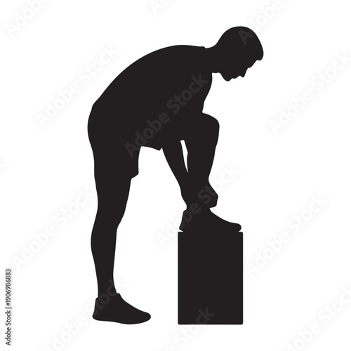 Man lifting heavy box with strained posture icon design graphic drawing isolated a vector black shilhoutte illustration