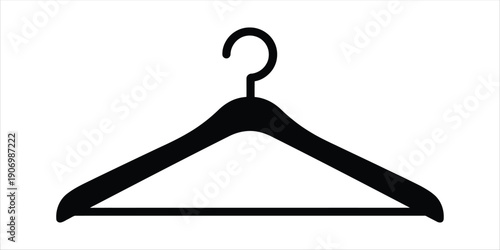 Minimal Clothes Hanger Silhouette Icon On White Background