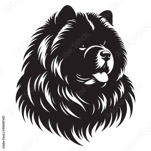 Adorable Chow Chow Dog Vector Silhouette Illustration Featuring Fluffy Coat Lion Mane Cute Face Perfect For Logos Stickers.