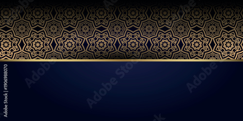 Abstract background with luxurious and modern golden Islamic ornament decoration. Premium background concept for Ramadan Kareem, Ramadan, Eid al-Adha, Islamic New Year, and Holy Days. EPS. 3