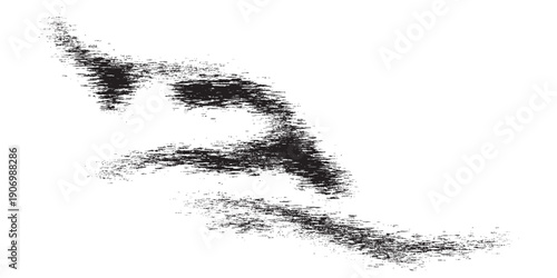 Abstract black brush strokes forming a dynamic energetic shape on a white background.