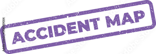 Grungy stamp impression showing ACCIDENT MAP lettering, useful for visualizing incident locations and geographical data analysis