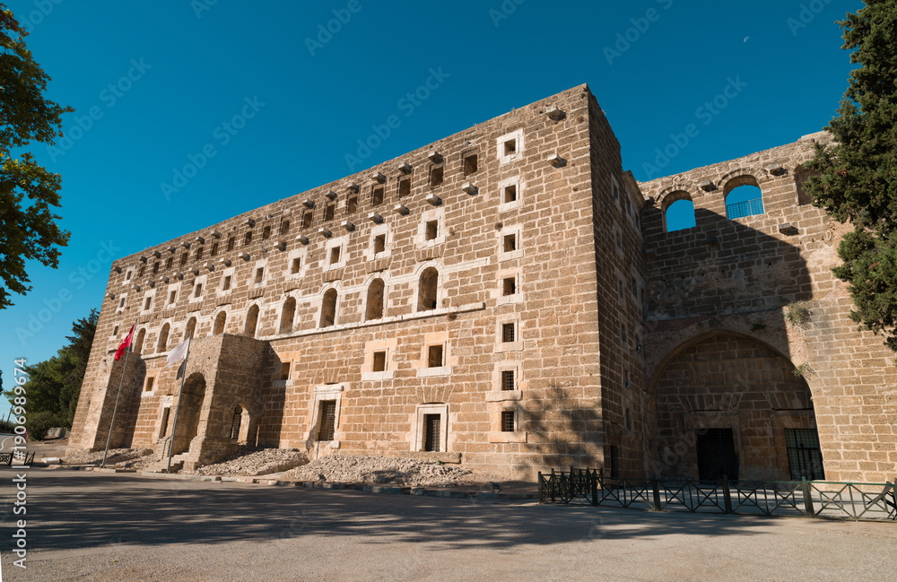 Fototapeta premium Exterior view of the Roman Theater in the ancient city of Aspendos. Antalya, Türkiye