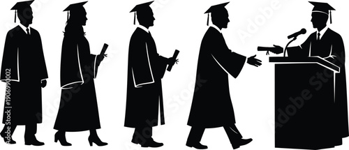 Graduates receiving diplomas at commencement ceremony