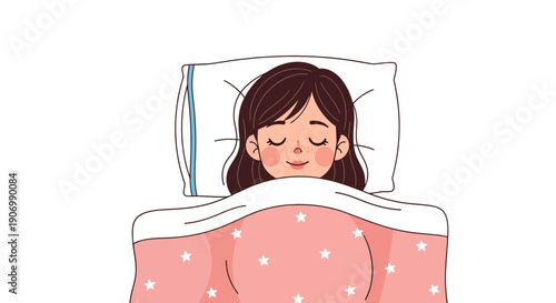 Dreamy slumber: a young girl's peaceful sleep embraced by soft linen bedding and gentle repose