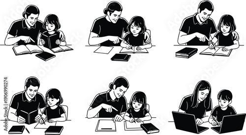 Parents guiding children in learning and education at home