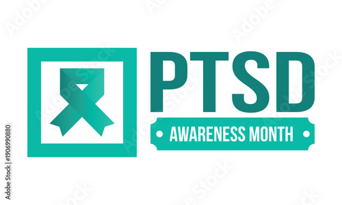 PTSD Awareness Month in June. Post Traumatic Stress Disorder. Celebrated annual in United States. Medical health care and awareness design. Poster, card, banner and background. Vector illustration