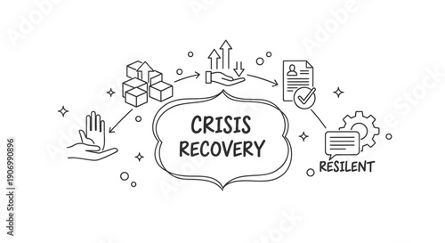 Crisis recovery business concept vector illustration, resilient strategy, growth and recovery plan, for presentation or website, Isolated on transparent background, png