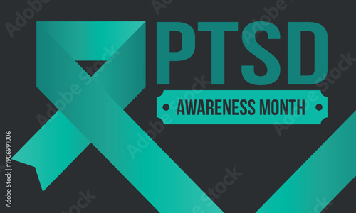 PTSD Awareness Month in June. Post Traumatic Stress Disorder. Celebrated annual in United States. Medical health care and awareness design. Poster, card, banner and background. Vector illustration