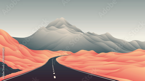 Beautyful dessert landscape illustration