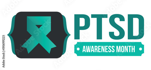 PTSD Awareness Month in June. Post Traumatic Stress Disorder. Celebrated annual in United States. Medical health care and awareness design. Poster, card, banner and background. Vector illustration