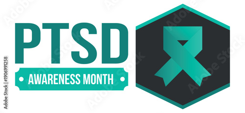 PTSD Awareness Month in June. Post Traumatic Stress Disorder. Celebrated annual in United States. Medical health care and awareness design. Poster, card, banner and background. Vector illustration