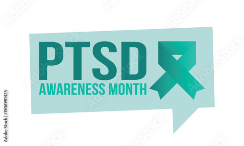 PTSD Awareness Month in June. Post Traumatic Stress Disorder. Celebrated annual in United States. Medical health care and awareness design. Poster, card, banner and background. Vector illustration