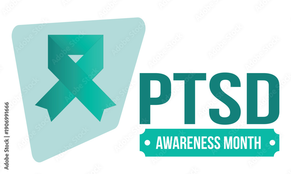 Fototapeta premium PTSD Awareness Month in June. Post Traumatic Stress Disorder. Celebrated annual in United States. Medical health care and awareness design. Poster, card, banner and background. Vector illustration