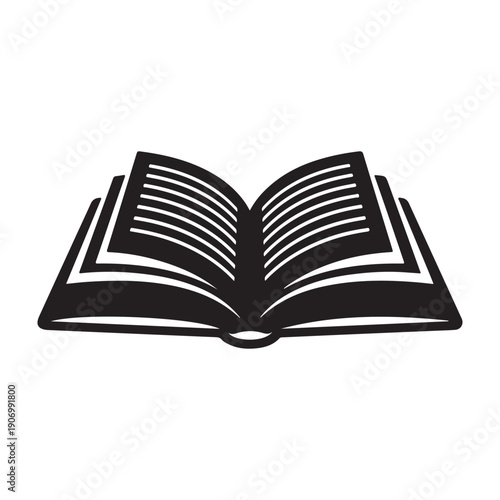 Open book with pages turned down graphic illustration icon design graphic drawing isolated a vector black shilhoutte illustration