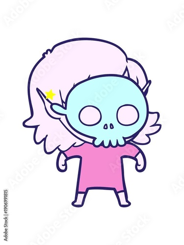 Wallpaper Mural twinkling stars effect animation of happy cartoon elf girl wearing skull mask Torontodigital.ca