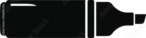 Black and white vector illustration of a felt tip highlighter pen, permanent marker tool, office stationery icon, and drawing supply.