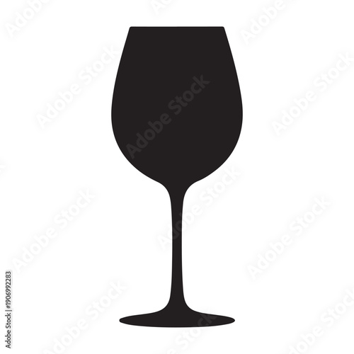 Elegant wine glass silhouette on white background icon design graphic drawing isolated a vector black shilhoutte illustration