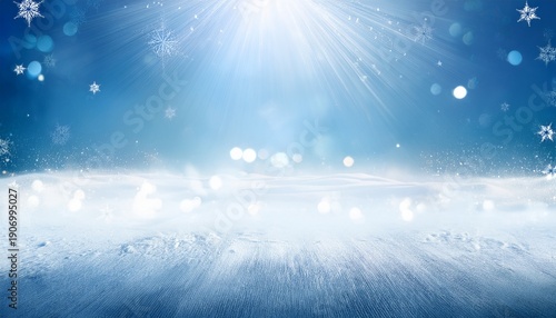 Winterlich Blau Weisser Hintergrund Mit Sonnenstrahlen Schneeflocken Bokeh Und Glitzern Uber Freier Flache Mit Schnee Und Eis Fur Werbung Produkte Selbst Gestalten Weihnachtlich Weihnachten