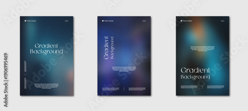 Gradient blue orange poster backgrounds with abstract design vector banners