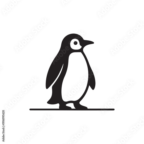 Penguin Cartoon Silhouette Vector Icon Illustration