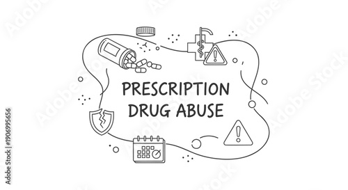 Vector illustration of prescription drug abuse awareness icons and symbols, for banner or poster or website, isolated on transparent background, png